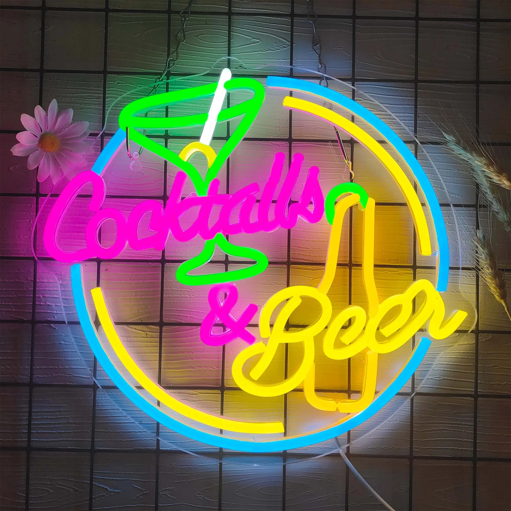 Неоновые вывески для коктейлей и пива настенные декоративные акриловые неоновые
