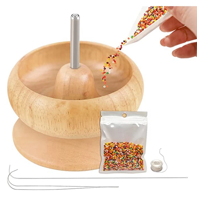 

Bead Spinner With Triangle Bead Tray ,1 Bag Seed Beads, For Bead Bowl Spinner And Needles For Jewelry Making Tool