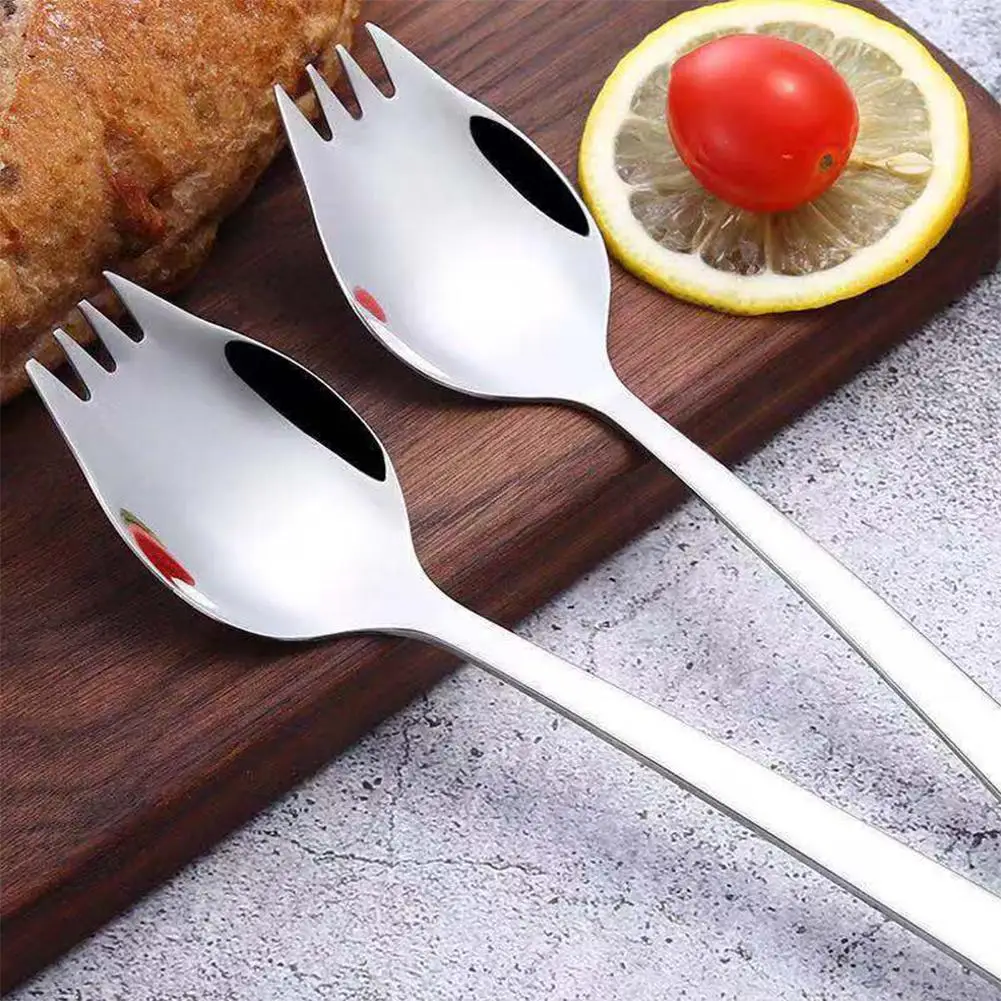 

2 In 1 Fork Table Stainless Steel Steak Fork Forks Cutlery Dinner Table Fruit Salad Spork Kitchen Outdoor Utensil Tool Wholesale