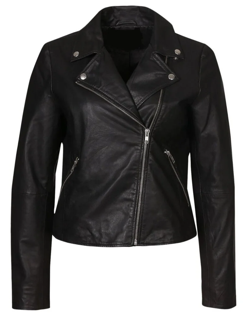 Womens Black Leather Jacket 100% Slim Fit Biker Motorcycle Lambskin Genuine Leather Jacket Women
