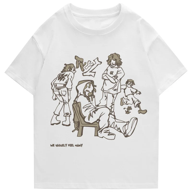 

Camiseta japonesa Harajuku para hombre, ropa de calle divertida con estampado de dibujos animados de Anime, 2023 de algodón, Top
