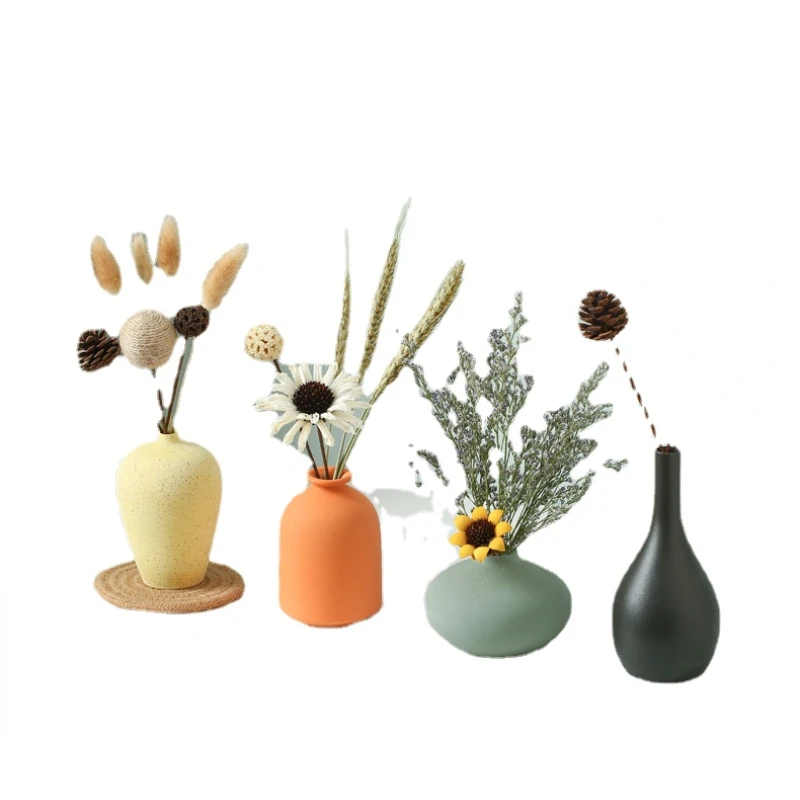 

Nordic Style Ceramic Small Vase Home Decoration Living Room Flower Arrangement Creative Simple Dried Flower TV Cabinet Dining