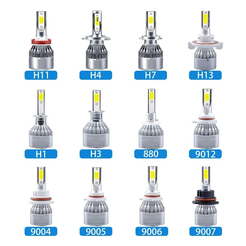 Фото 2 шт. 72 Вт 7200 лм COB LED лампы для фар, 6500K белый свет 12В, автомобильные фары, противотуманные фары, H4 H7 H1 H11 HB3 9005 HB4 9006, ближний и дальний свет №2