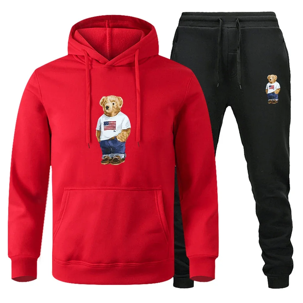 Genshi Мужская толстовка с принтом плюшевого мишки 2 комплекта