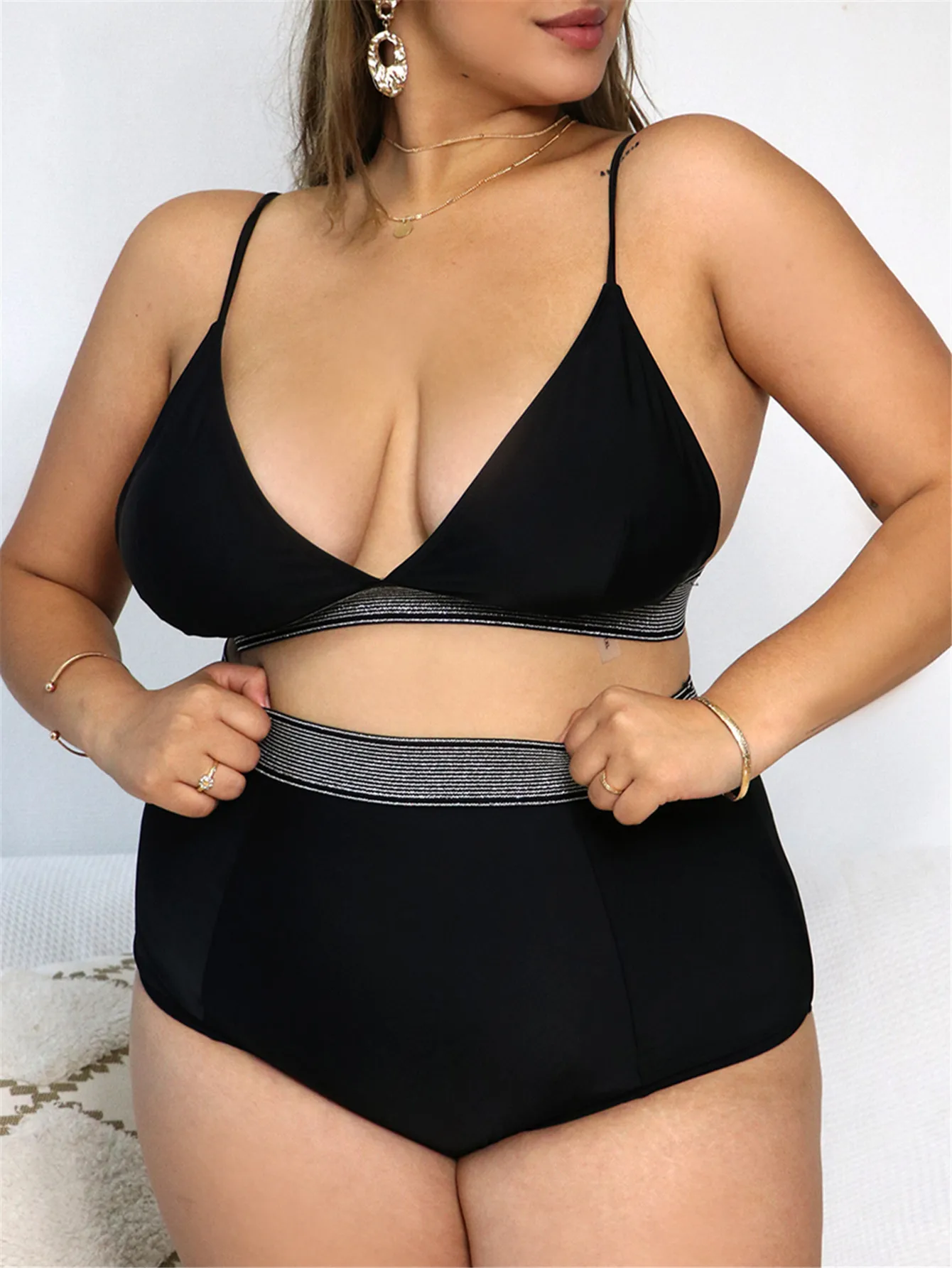 

Push Up Bikini High Waist Swimsuit Women 2022 Summer Solid Swimwear Felame Sexy Thong Bathing Suit Bandage Swimming 2 Pieces Set