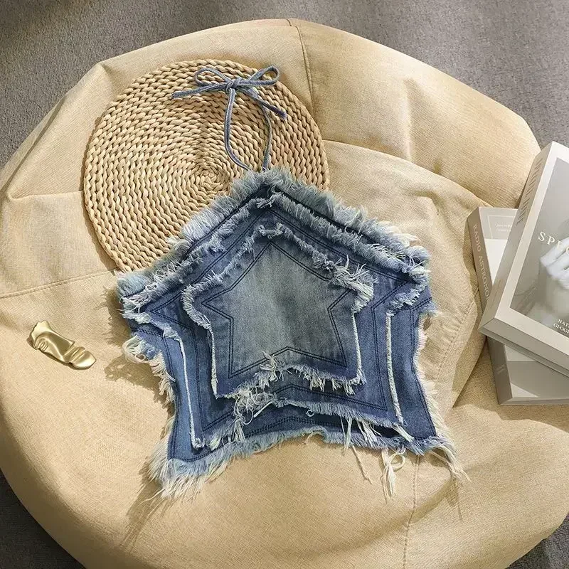 CINESSD Французский шикарный дизайн Sense Niche Dopamine Сексуальная джинсовая майка Женский