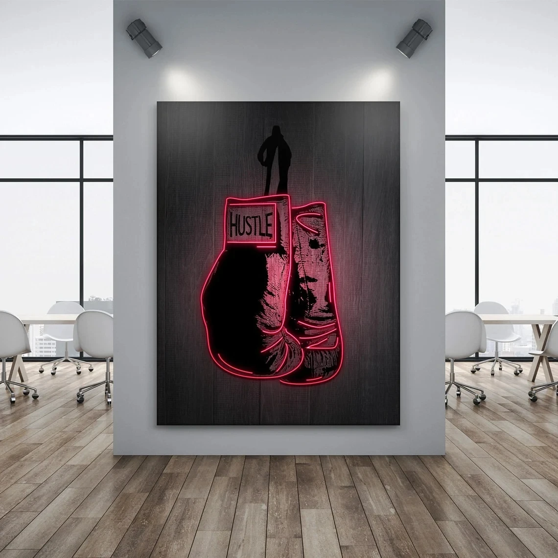 

Canvas Poster Boxing Neon Sign Motivational Decor Painting Prints Pictures Artworks Wall Art Canvas Print Paintings Office Decor