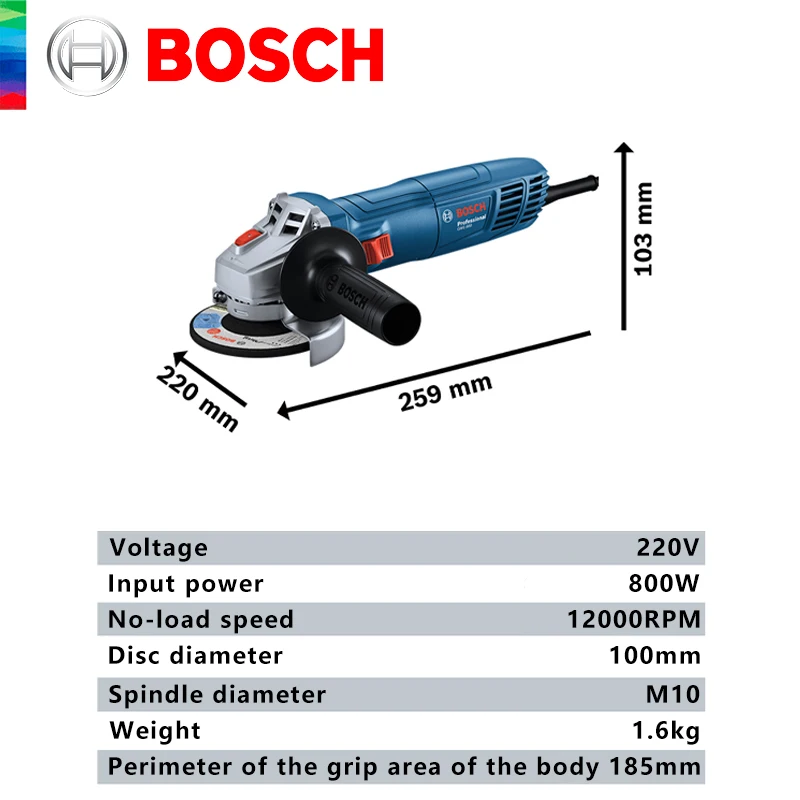 Фото Bosch GWS 800 электрическая угловая шлифовальная машина проводная 220 В полировальный станок для резки 100 мм шлифовальный станок для дисков профессиональные электроинструменты №2