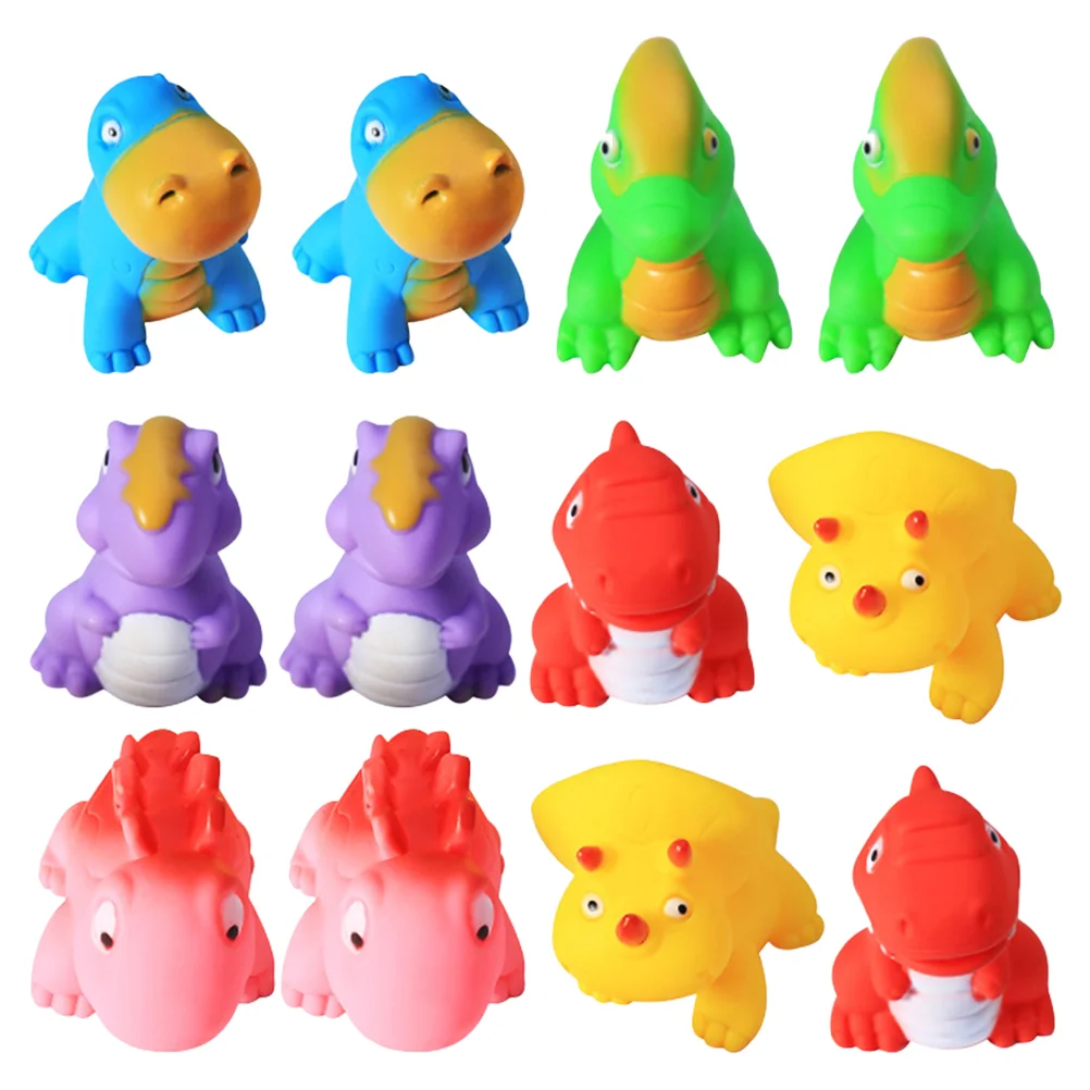 

12 Pcs Household Squeeze Toy Bathtub Toys Baby Water Shower Dinosaur Vinyl Lovely Child