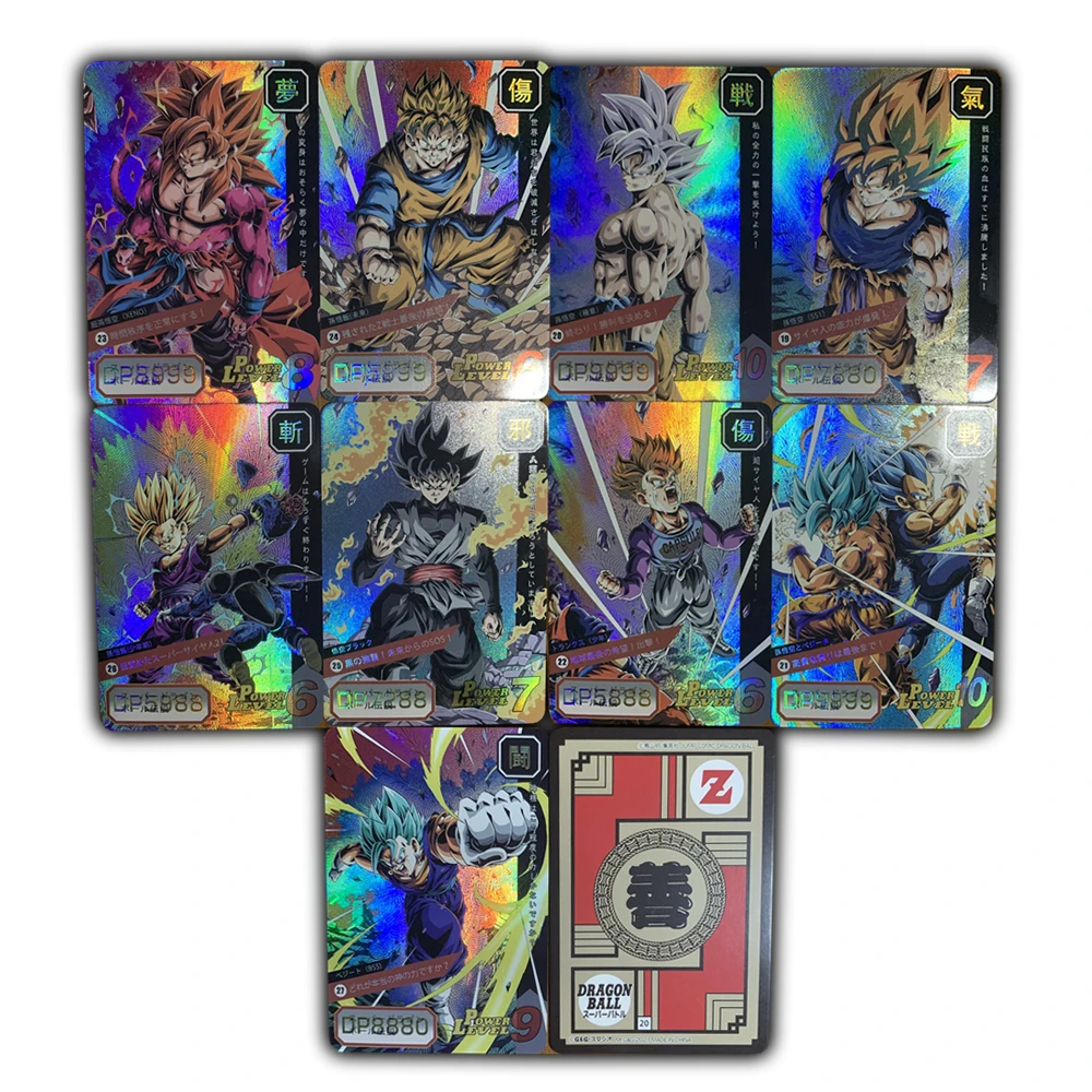 

9Pcs/set Diy Dragon Ball Foil Cards Anime Saiyan Vegeta Goku Black Animation Collection Flash Card Cool Boy Gift Battle Game Toy