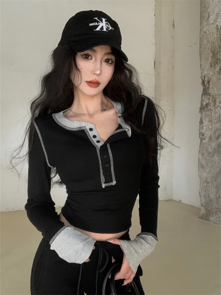 Рубашка с длинным рукавом American Gyaru нижняя рубашка женская короткая внутренняя