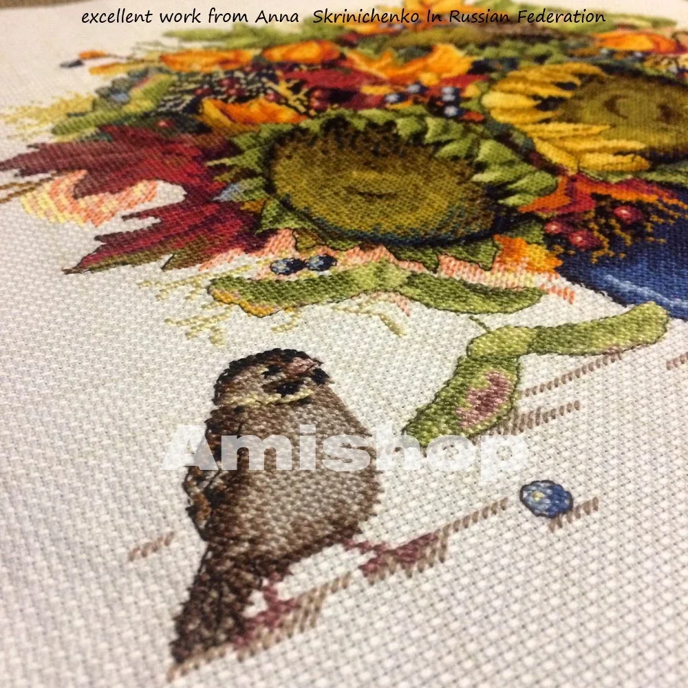 Amishop высококачественный милый набор для вышивки крестом ваза букета