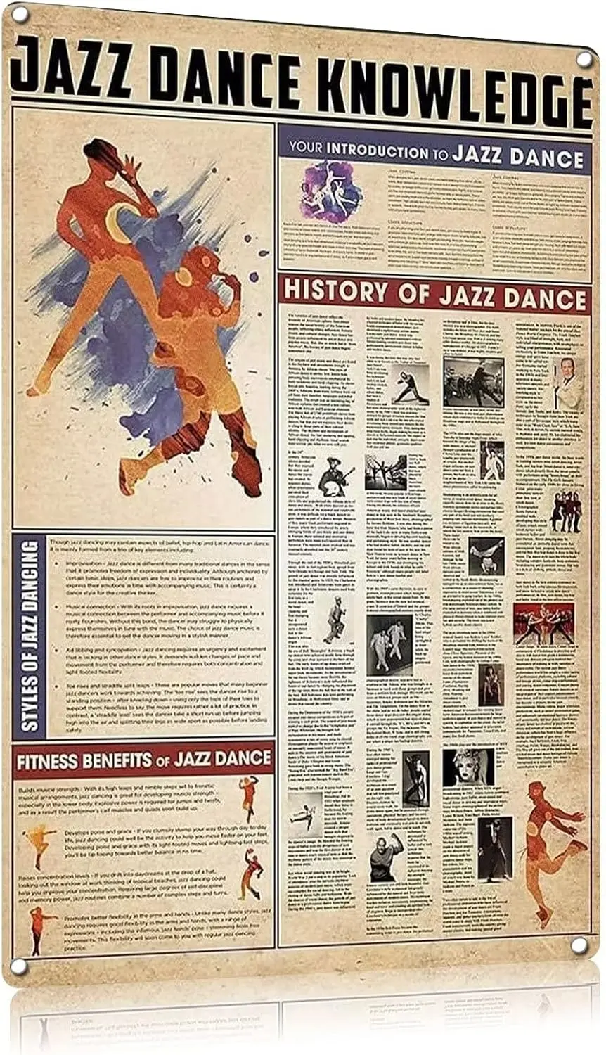 Металлический оловянный постер в стиле ретро для джазовых танцев знания о танцах