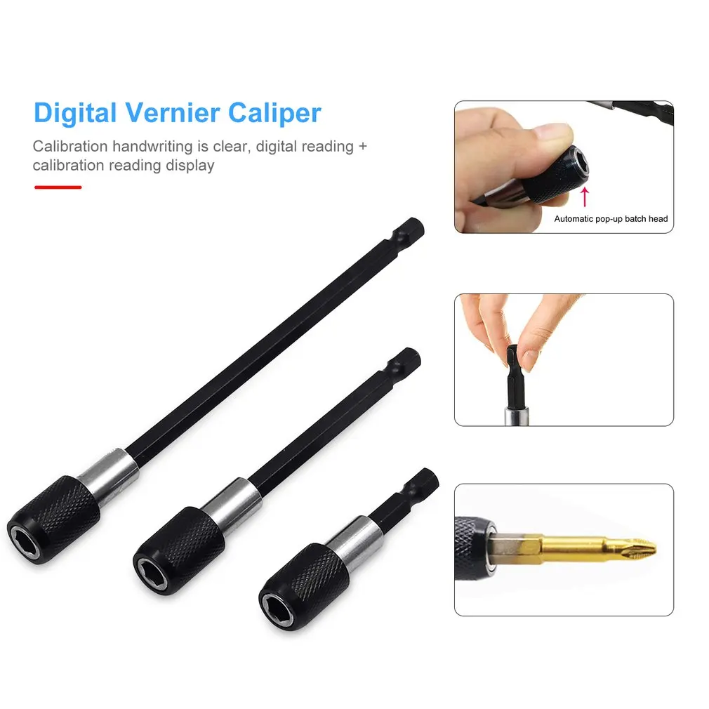 

3Pcs Chrome Vanadium Steel Hex Shank Quick Release Screwdriver Bit Holder Extension Bar Drill Socket Adapter