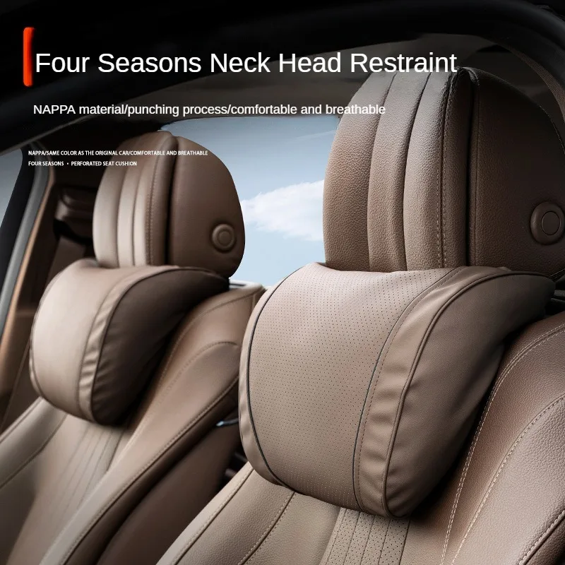 Высококачественная Автомобильная подушка под шею подголовник из кожи наппа