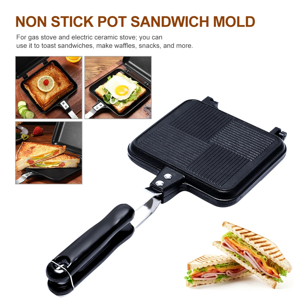 

Non-Stick Sandwich Maker Iron Bread Toast Breakfast Machine Waffle Pancake Baking Barbecue Oven Mold Mould Grill Frying Pan