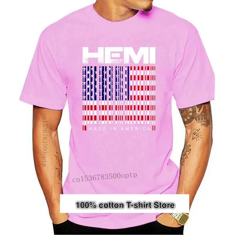 Camiseta de manga corta para hombre, ropa con estampado de barra caliente, Hemi Barcode, hecho en América, Harajuku