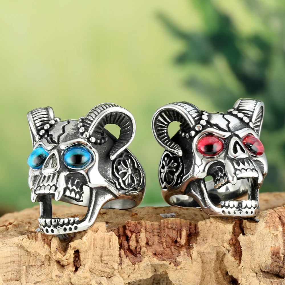 2024 Европейская и американская мода ретро серебряный цвет дьявол сатана череп