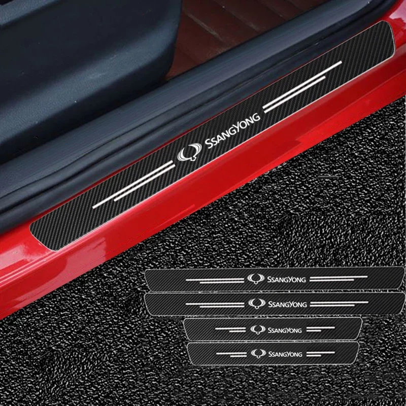 60x7 см Защитная Наклейка порога двери автомобиля из углеродного волокна для Ssangyong