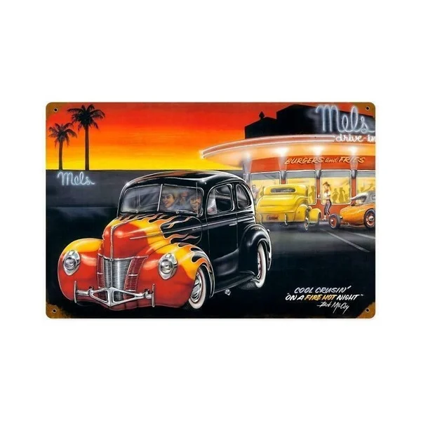 

Tin Sign Landscape Poster In Front Of Summer Convenience Store Metal Plaque Home Coffee Bar Wall Decoration Plaque Metal Plate