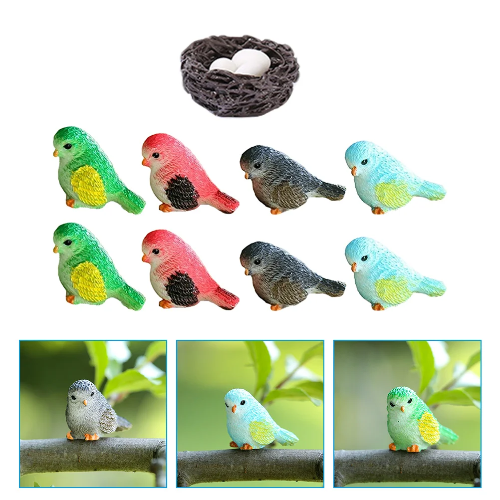 

Bird Miniature Figure Mini Birds Figurines Ornamentdecor Tiny Garden Easter Cupcake Chicken Micro Toys Model Animal Topper