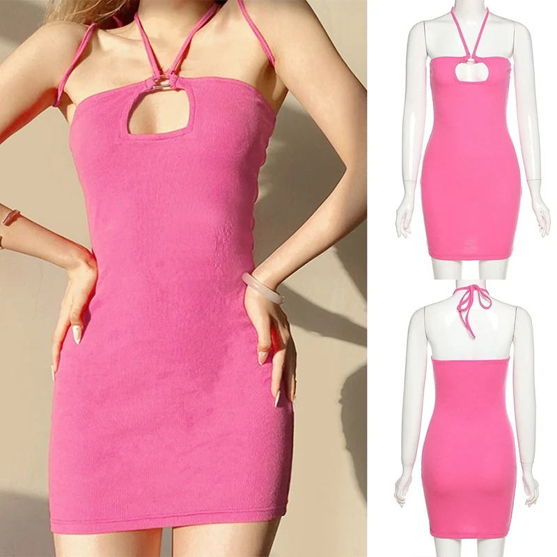 

Женское летнее облегающее мини-платье без рукавов, с вырезом лодочкой