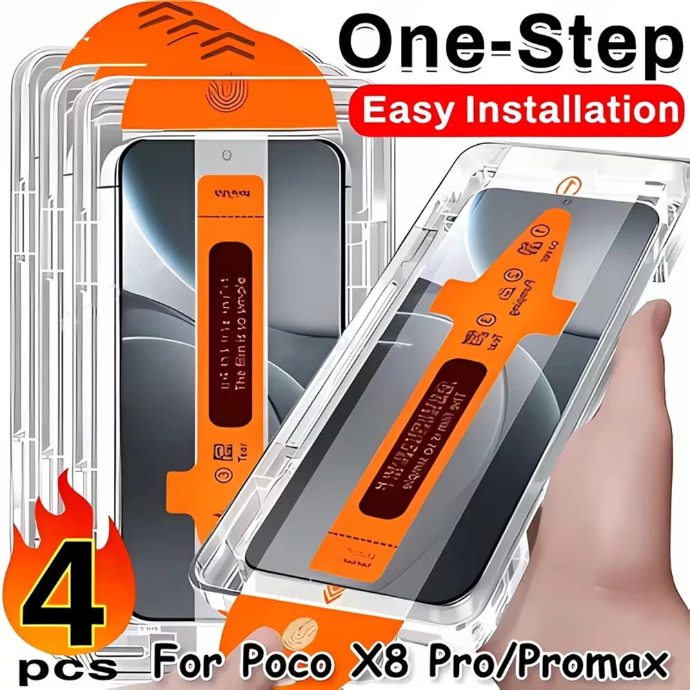 Фото Защитная пленка для экрана Xiaomi Poco F7 M7 X6 X6 Pro 5G M6 Pro 4G F6 Pro F7 Pro X7 Pro F5, 4 шт., закаленное стекло, простая установка №1