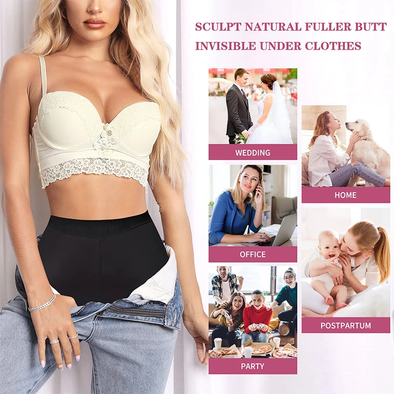 Women Seamless Butt Lifter Booty Shorts Hip Enhancer Padded Lace Panties Underwear Boyshorts Body Shaper Tummy Control Underwear