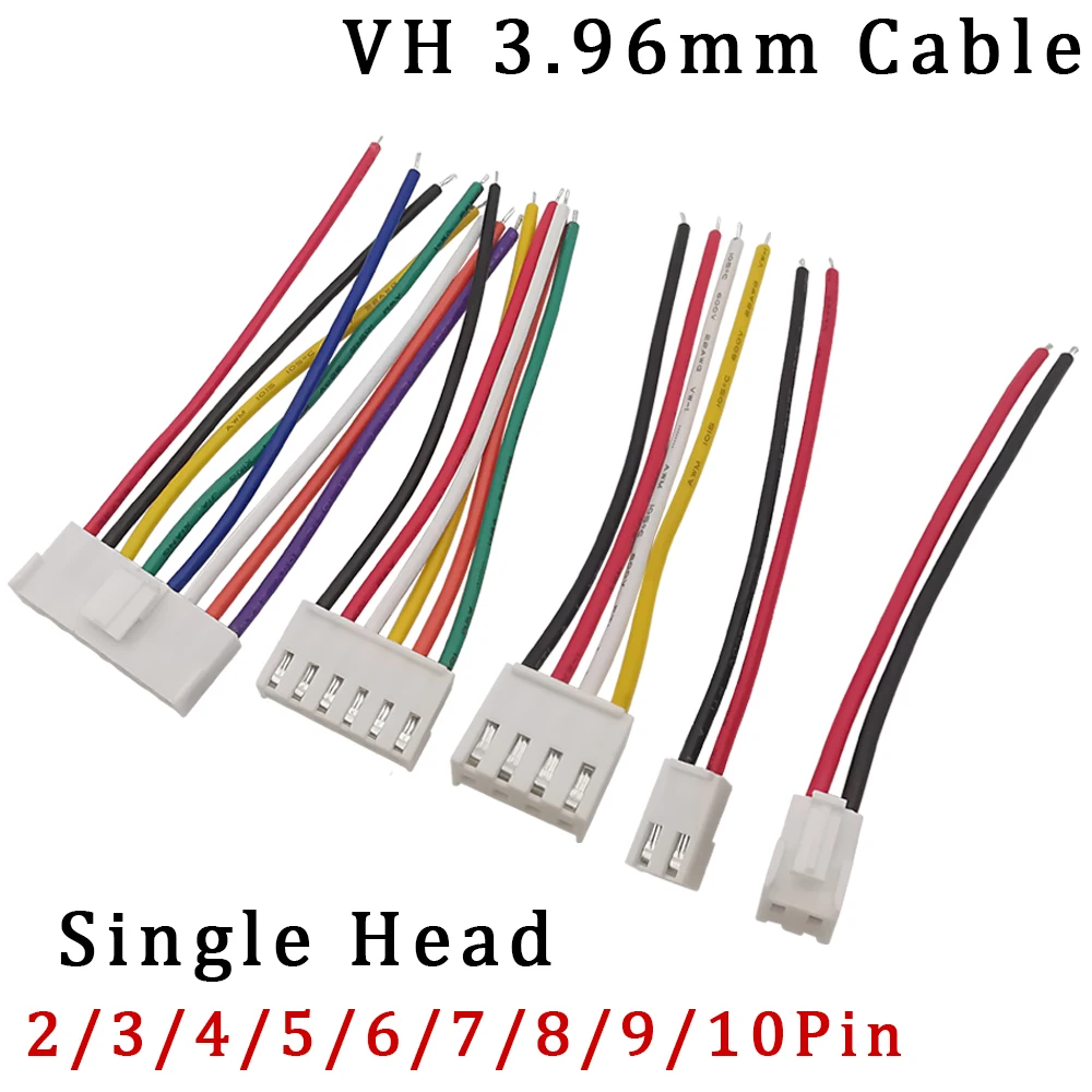 

10 шт. 22AWG односторонний JST VH 3,96 мм гнездовой разъем, электронный проводной соединитель 2/3/4/5/6/7/8/9/10Pin 10/20/30 см VH3.96 кабель
