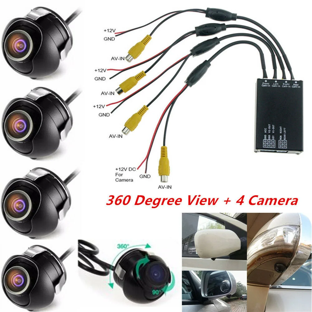 

1 Set Car Camera Car Parking Panoramic View Rearview 4 Way Camera Control Box System 360 Degree Reversing Image Camera Car Acces
