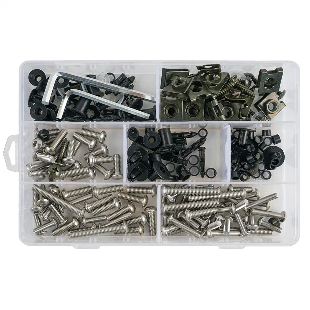 

253pcs Universal Motorbike Bodywork M5 M6 Bolts Washers Well Nuts Screws for Honda Yamaha Suzuki Kawasaki Fairing Bolt Kit Steel