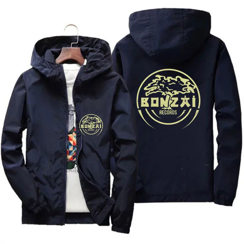 Bonzai Records Thunderdome Hardcore Hoodies Zipper Men's Hooded Male Windbreaker Zipper Hooded Coat Sunscreen Jacket Parkas 7xl
