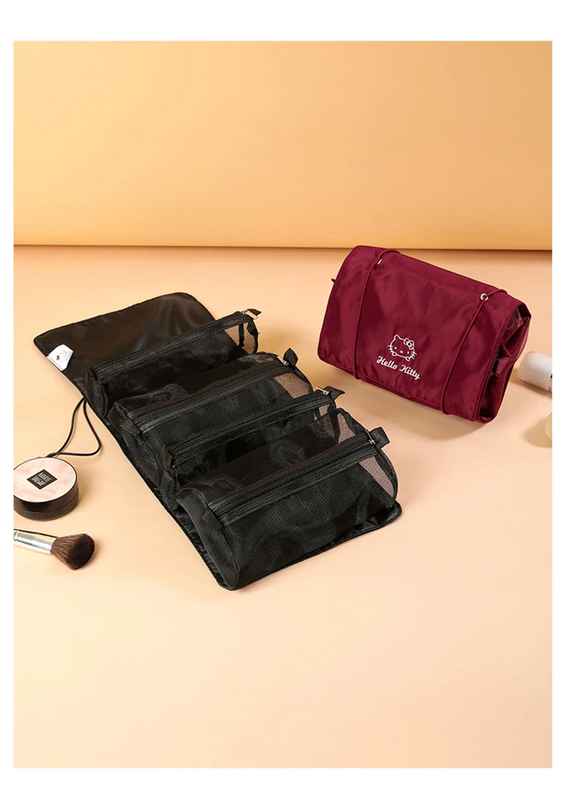 

New 4-in-1 detachable cartoon cute makeup bag for travel, large capacity storage, washing bag, universal hanging, and travel