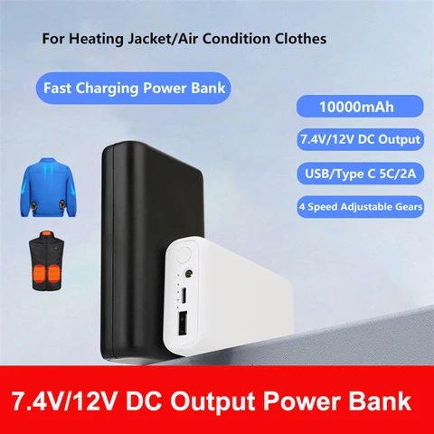10000 мАч Power Bank 12 В постоянного тока портативное зарядное устройство Powerbank для iPhone Samsung Xiaomi крутой жилет с подогревом куртка внешний аккумулятор