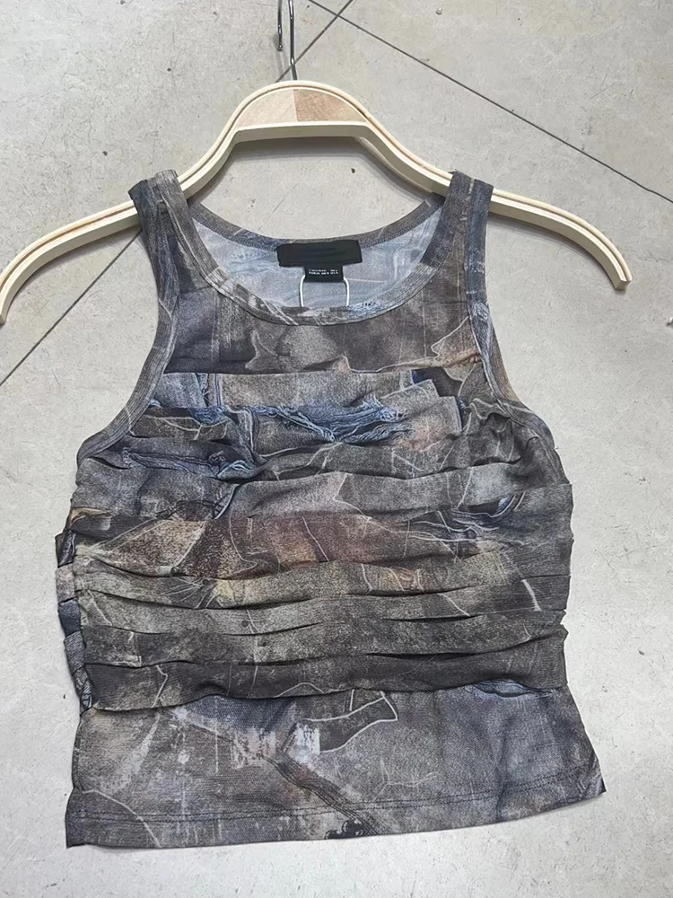 

2023 Summer Women's New Printed Vest y2k clothes Spice Girls Fashion Street Style High Stretch Round Neck Tight Vest Top women