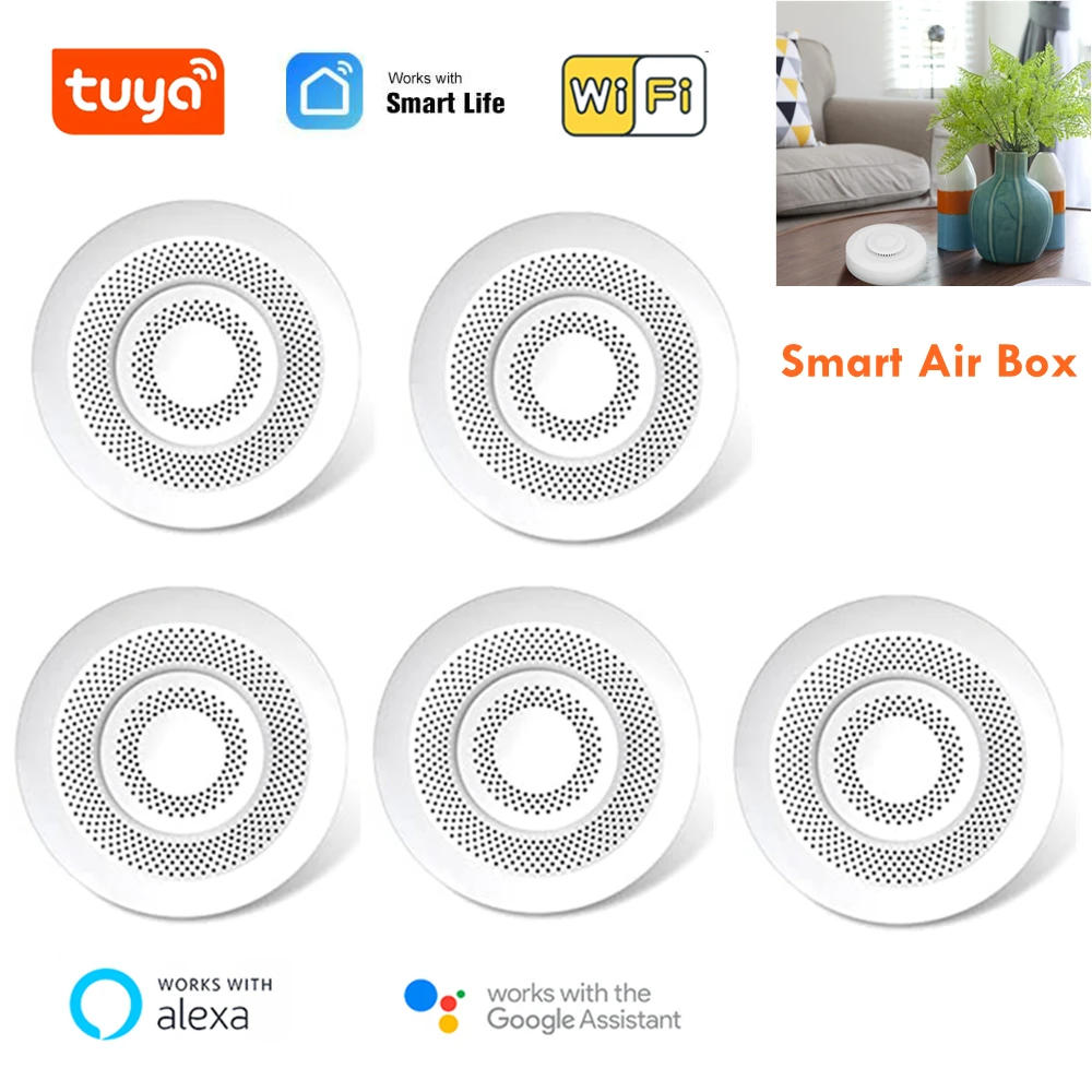 

Датчик качества воздуха Tuya Smart Home с Wi-Fi, детектор формальдегида, VOC, CO2, датчик влажности и температуры, автоматические детекторы сигнализации