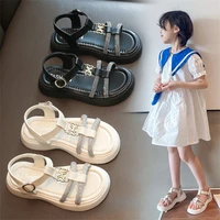 girls sandals 2022 summer new childrens t shaped belt rhinestone belt soft bottom princess shoes non slip fashion beach shoes