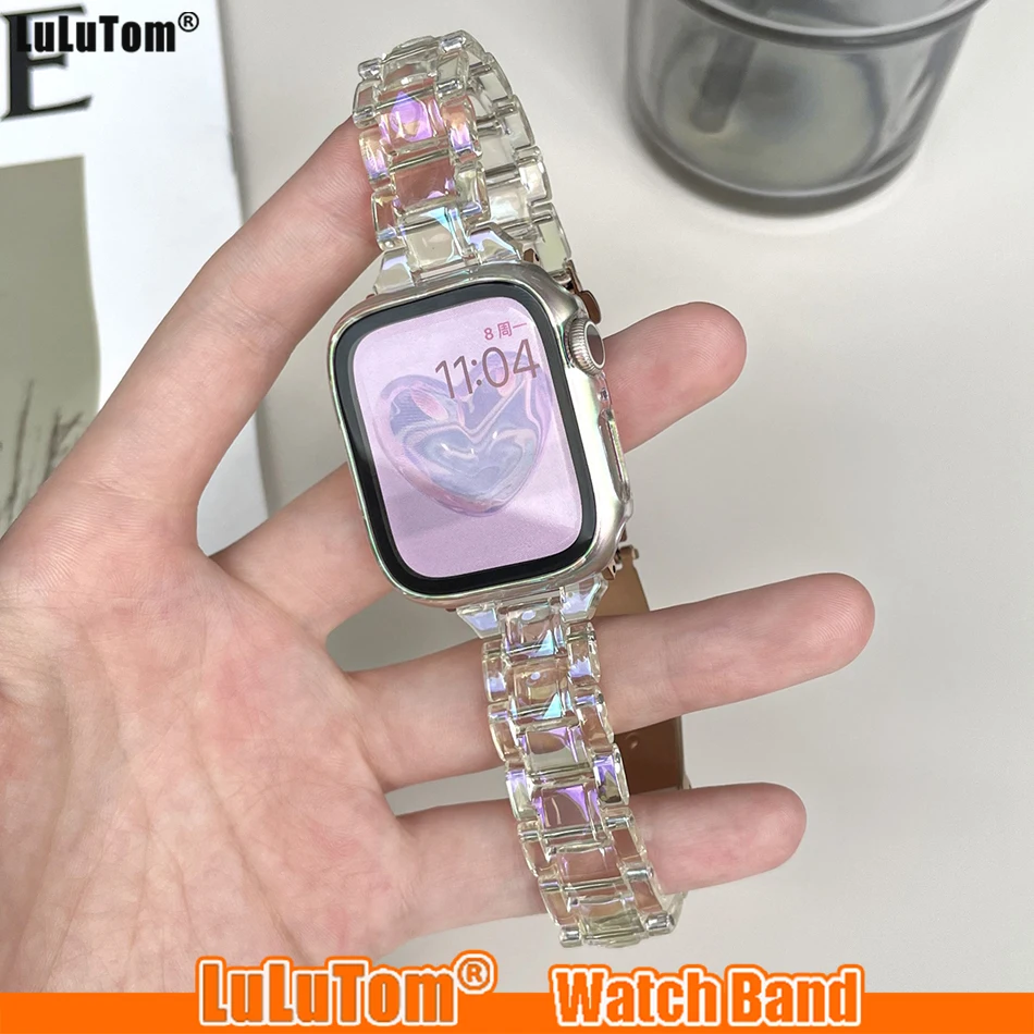 

Summer Laser Strap For Appple Watch Band Ultra 49mm 38mm 40mm 41mm 42mm 44mm 45mm Acrylic Iwatch Series 8 7 6 5 4 3 SE Bracelet