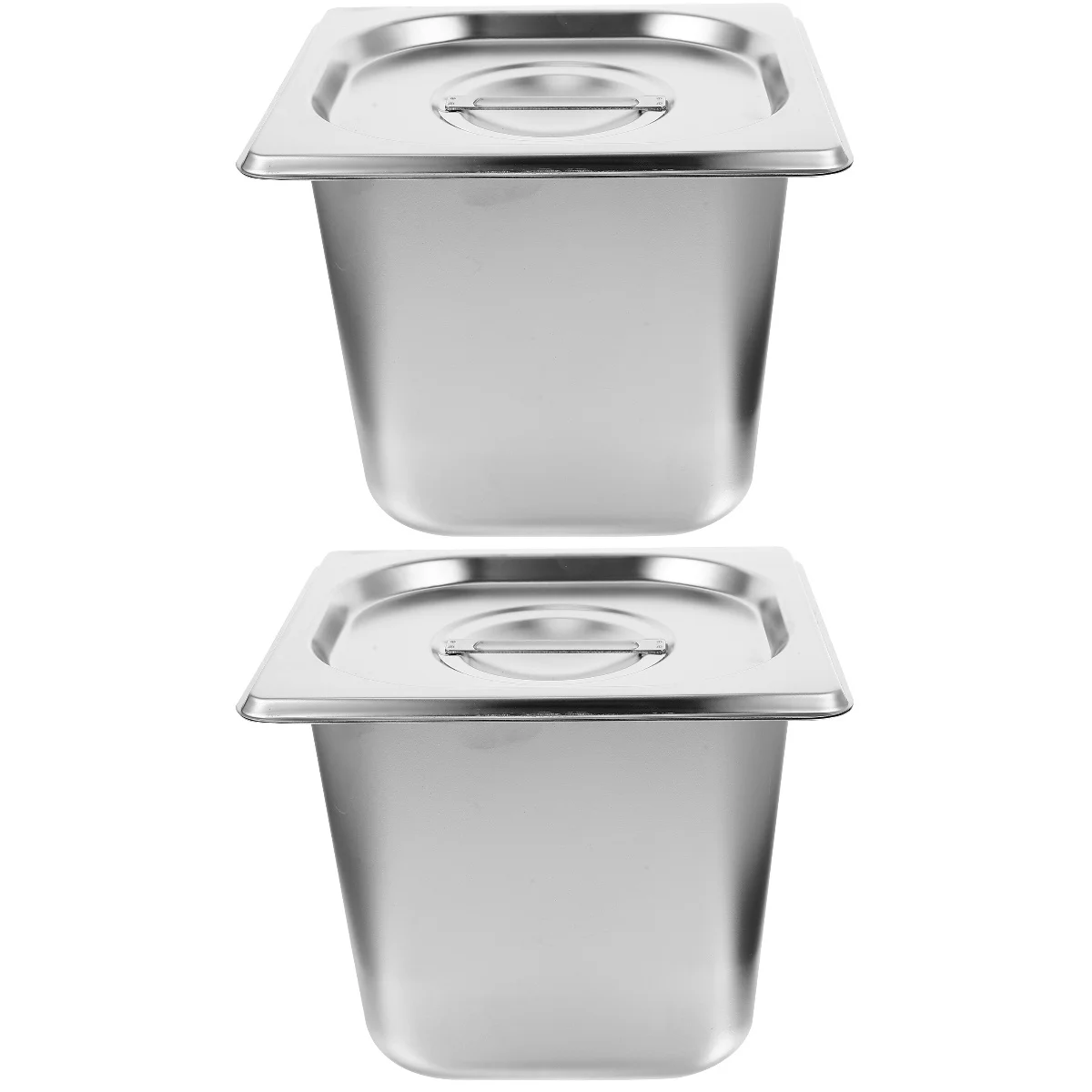 

2pcs Buffet Pan with Lid Stainless Steel Canteen Container Pan Basin for Restaurant