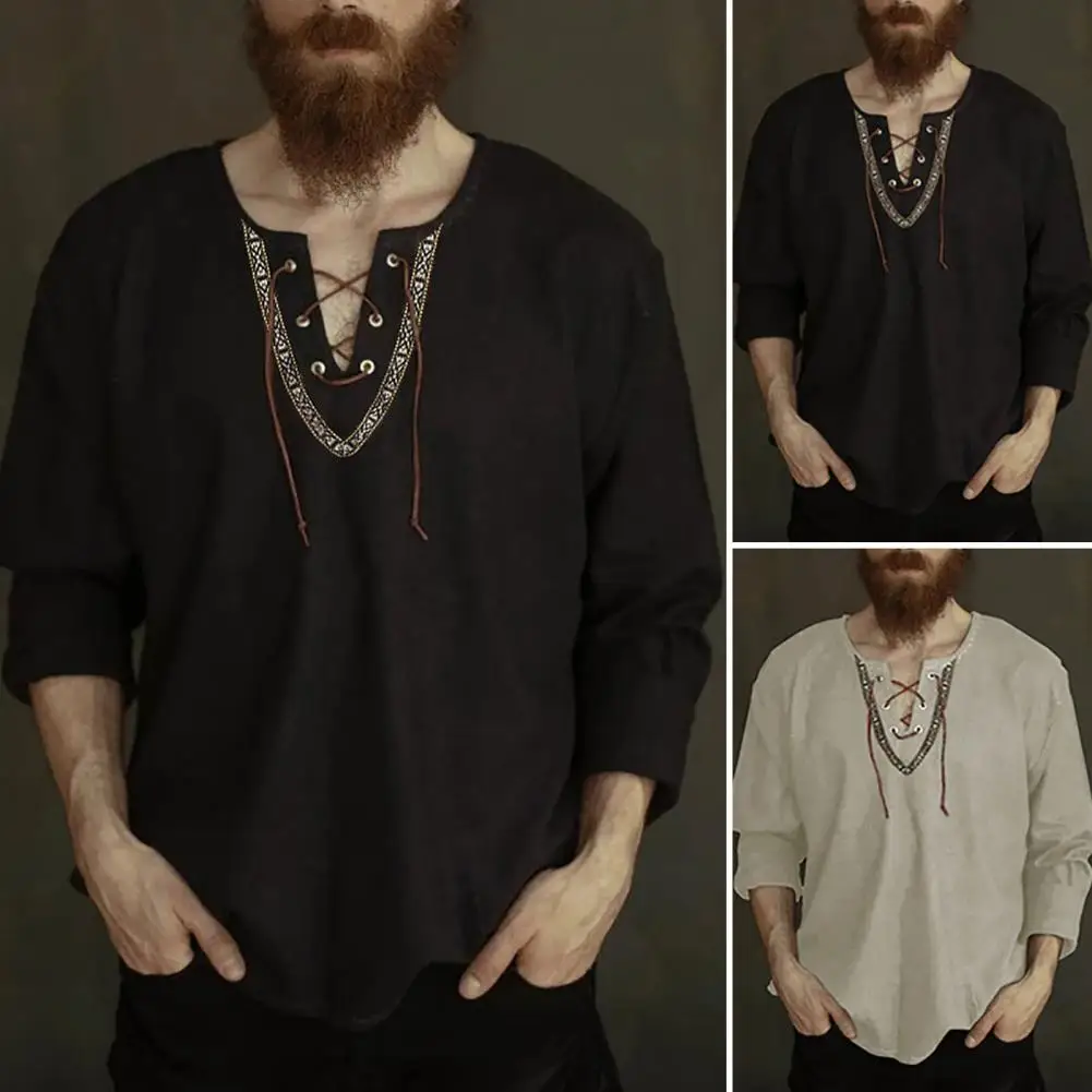 

Футболка мужская быстросохнущая, тонкий однотонный пуловер с V-образным вырезом, на шнуровке спереди, уличная одежда, лето