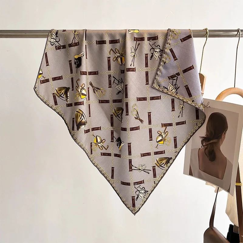 Ретро тотем узор шелк шерсть квадратный шарф для женщин ins дизайн чувствительный