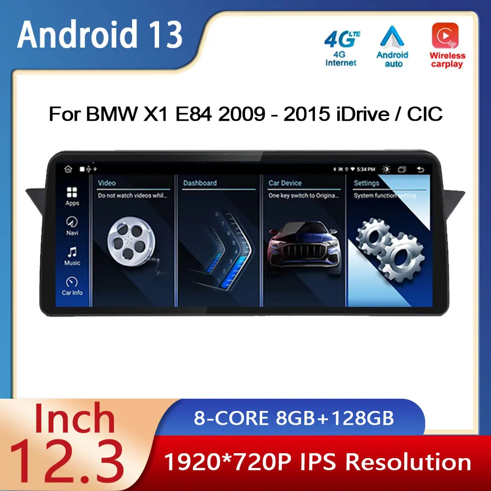 

For BMW X1 E84 2009 - 2015 iDrive / CIC Android 13 System Car Radio Stereo Video Player Multimedia GPS Navigation 12.3" Screen