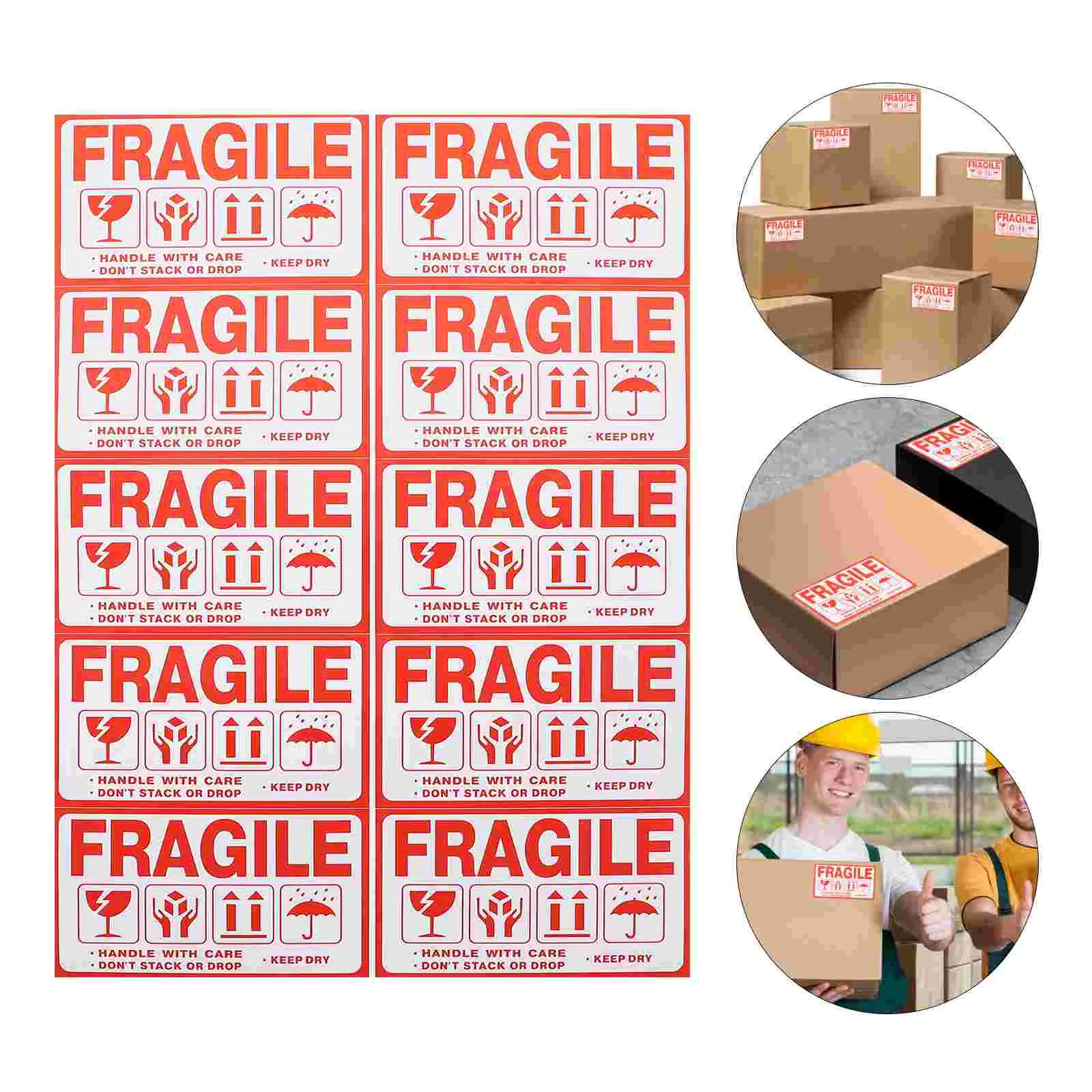 

Shipping Box Self-adhesive Packing Stickers Fragile Package Warning Caution Labels