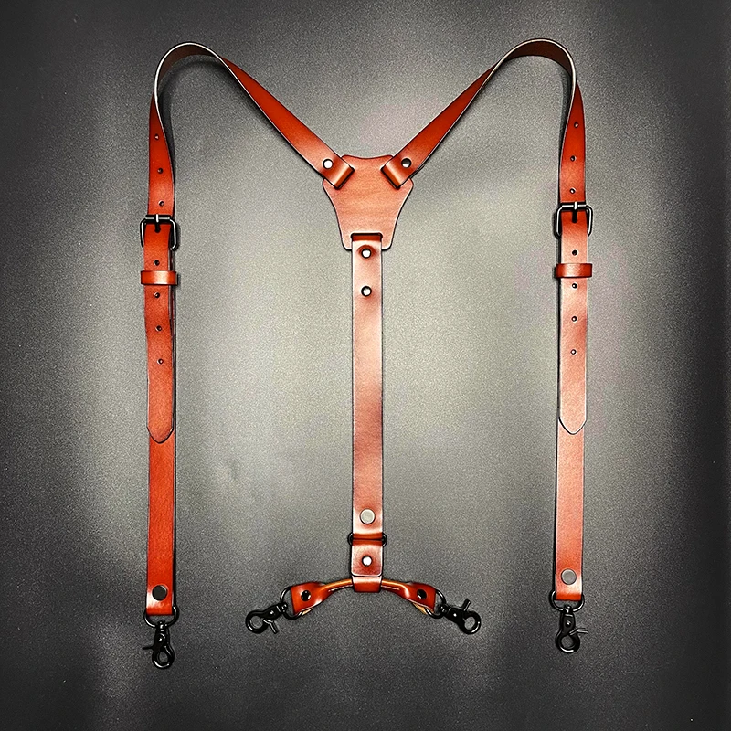 

2*115Cm Men Suspenders Retro Leather Suspenders Men 4-Hook Y-Back Adjustable Suspenders Women's Pants Braces Wedding Accessory