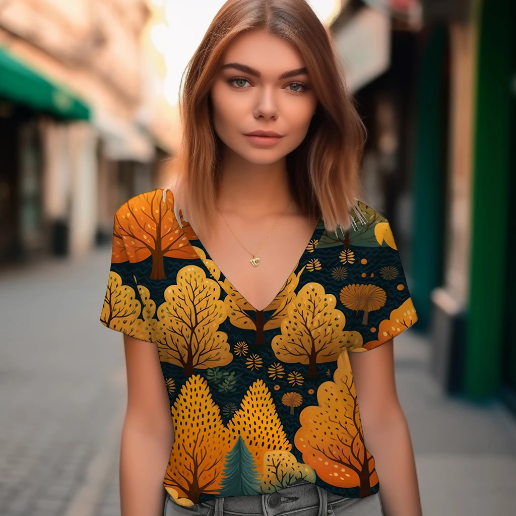 

Street Leisure T-shirt Women's Loose Harajuku T-shirt Tree 3D Printing Oversized T-shirt Summer Fashion Short Sleeve T-shirt