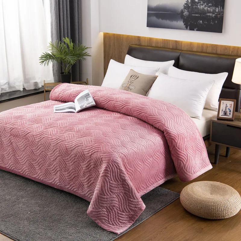 

Crystal Velvet Bed Cover Thickened Encrypted Solid Color Anti-static Quilt Modern Minimalism Skin Friendly Comfortable Bedding
