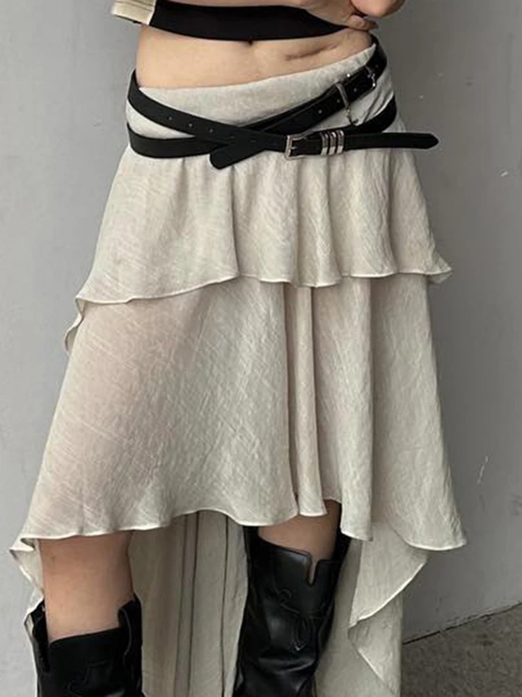 

Weekeep Irregular Loose Long Skirt Fairycore Folds Casual Low Rise Midi Skirts For Women Y2k Streetwear Elegant Holiday Clothing