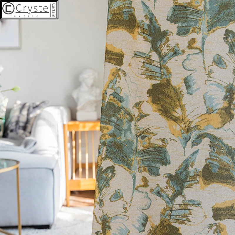 

American Style Curtains Polyester Cotton Fabric Printed Curtains for Living Dining Room Bedroom Finished Product Customization