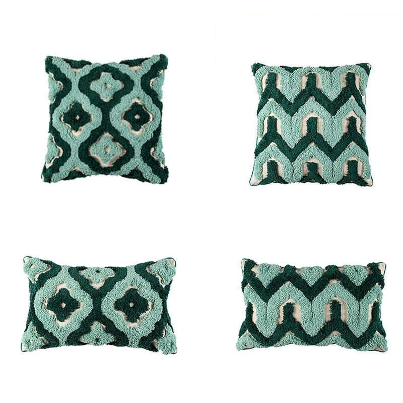Ворсовый декоративный чехол для подушки зеленый дивана домашний декор ручной