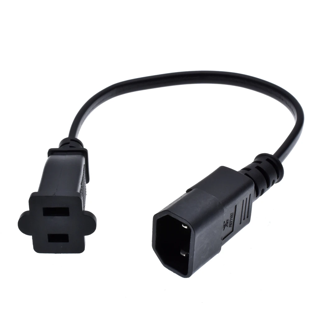IEC 320 C18 Male Plug to USA 2Pin Female Socket Power Adapter Cable C14 2PIN Nema 1-15R 2P Adaptor Cord
